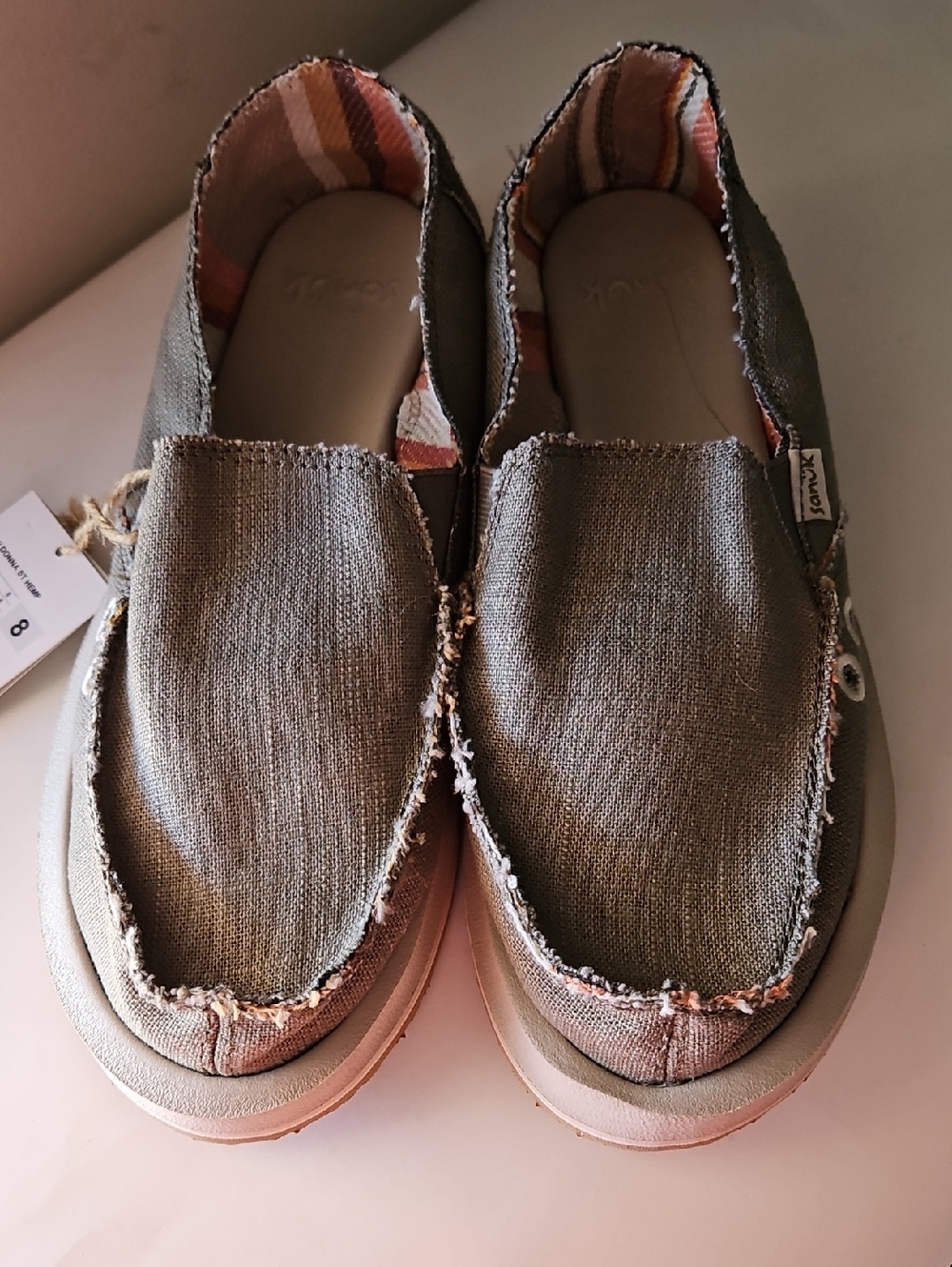 NWT SANUK DONNA ST. HEMP GREEN SLIP ON SHOES SZ 8